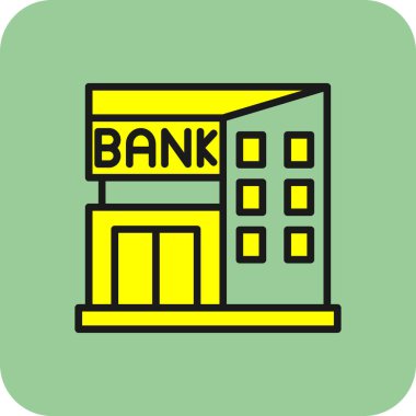 Banka binası ikonu. düz tasarım illüstrasyon. 