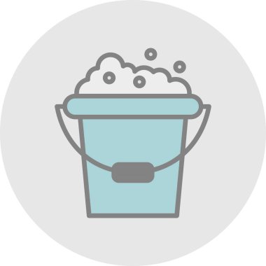 Köpük ağ simgesi olan kova, basit vektör illüstrasyonu