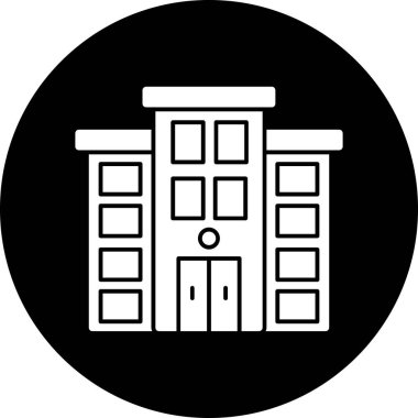 Belediye binası düz ikon vektör illüstrasyonu