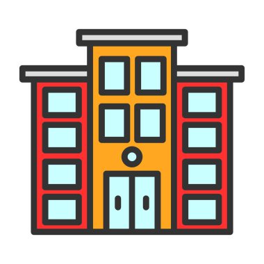 Belediye binası düz ikon vektör illüstrasyonu