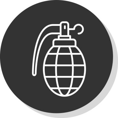 Gaz bombası ikonu. Beyaz arkaplanda izole edilmiş web tasarımı için askeri bomba vektör simgesinin basit bir çizimi