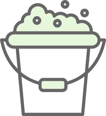 Köpük ağ simgesi olan kova, basit vektör illüstrasyonu