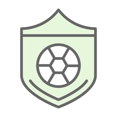 Futbol topu çizgisi biçiminde simge tasarımı, futbol spor müsabakası ve oyun teması illüstrasyonuna sahip kalkan