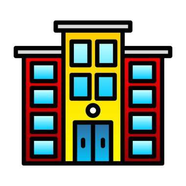 Belediye binası düz ikon vektör illüstrasyonu