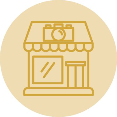 Kamera dükkanı simgesi, basit vektör illüstrasyon tasarımı