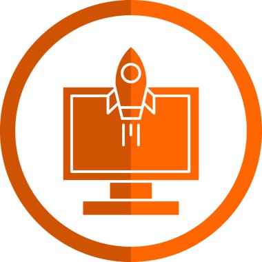 Dizüstü bilgisayarlı roketin vektör simgesi