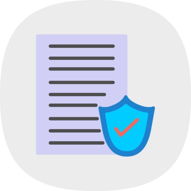 Kalkanlı dosya koruma simgesi, vektör illüstrasyonu