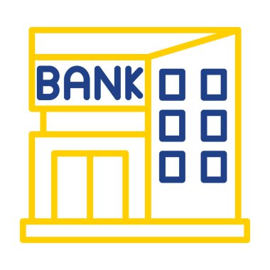 Banka binası ikonu. düz tasarım illüstrasyon. 