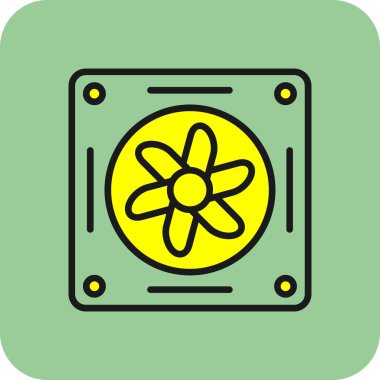 Soğutucunun vektör çizimi. Havalandırma fan çizimi, pictogram