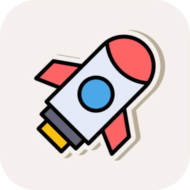 Roket. Web simgesi basit illüstrasyon