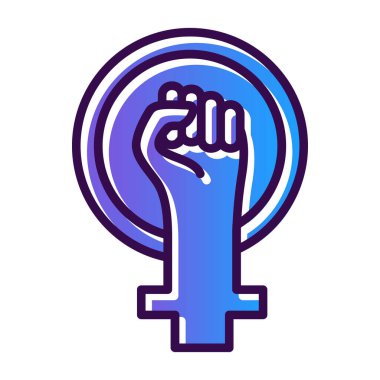Kadın feminizmi simgesi. Beyaz arkaplanda izole edilmiş web tasarımı için insan hakları vektör simgelerini özetle