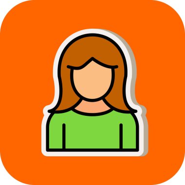 kız düz simgesi, vektör illüstrasyonu