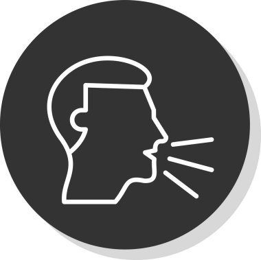 Kafa ve konuşma balonu ikonu olan adam, basit tasarım