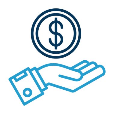 Para biriktir. Web simgesi basit bir illüstrasyon. El ve dolar para sembolü