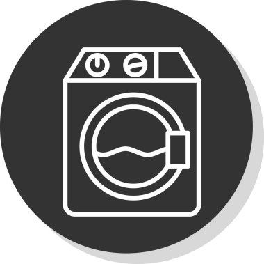 Çamaşır makinesi. Web simgesi basit illüstrasyon               