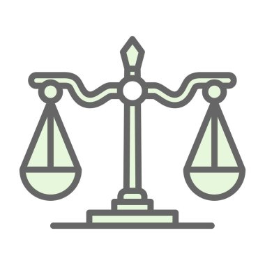 Hukuk ölçeği çizgisi ve doldurma simgesi, adalet hukuku ve hukuk sistemi, adalet ve adalet tema temsili
