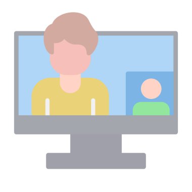 Video konferans düz vektör simgesi