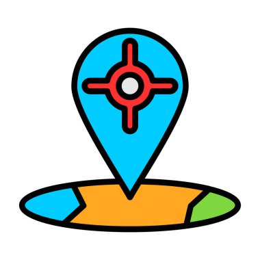 gps harita pin simgesi renk ana hatları vektörü