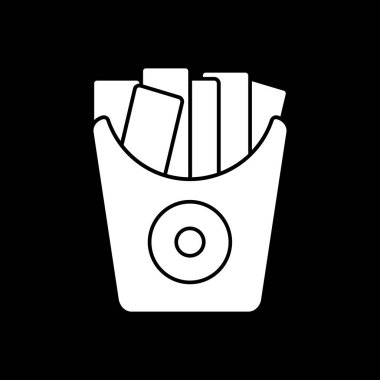 Kızarmış patatesin vektör çizimi. Yiyecek ikonu, patates kızartması. 