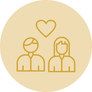 Aşk çifti çizgi ikonu, vektör. Aşk Çifti işareti, sembol, düz renk. beyaz düz resim, vektör illüstrasyonu