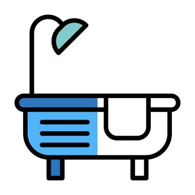 Düz Küvet simgesinin vektör illüstrasyonu