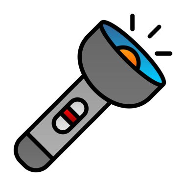 Flashlight düz simgesi, vektör illüstrasyon tasarımı