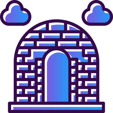 Şehir mimarisi yapı ikonu doldurulmuş ana hatlar biçiminde