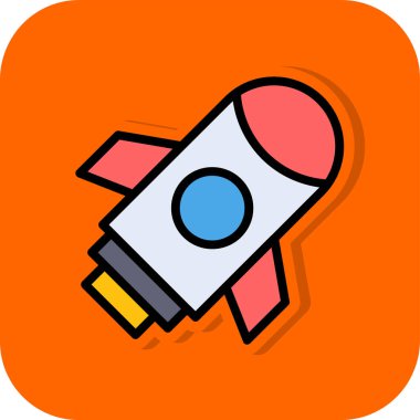 Roket. Web simgesi basit illüstrasyon