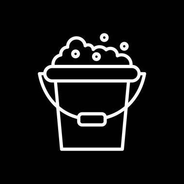 Köpük ağ simgesi olan kova, basit vektör illüstrasyonu