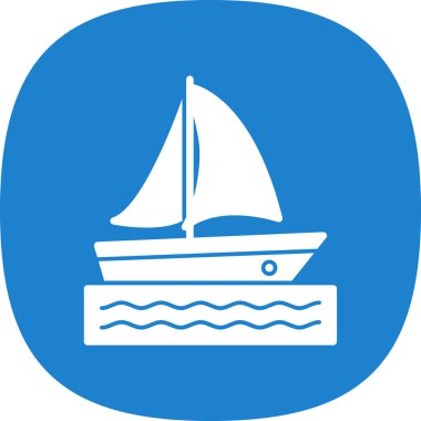 Yelkenli tekne ikonu. Web için yelkenli tekne vektör simgesinin özet çizimi 