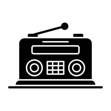Retro radyo ikonu. Basit vektör illüstrasyonu