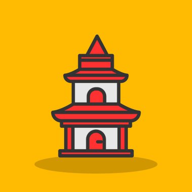 Çin pagoda simgesi, düz stil