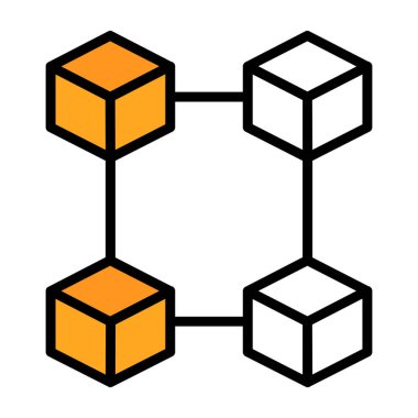 Blockchain simgesi, vektör illüstrasyonu basit tasarım