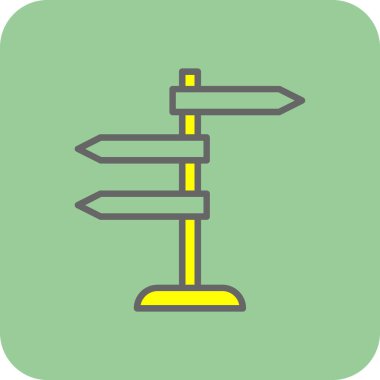 Yön, işaret direği simgesi. Basit vektör illüstrasyonu