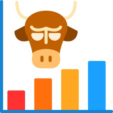 Boğa iş grafiği simgesi düz stil