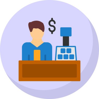 Düz kasiyer. Web simgesi basit illüstrasyon