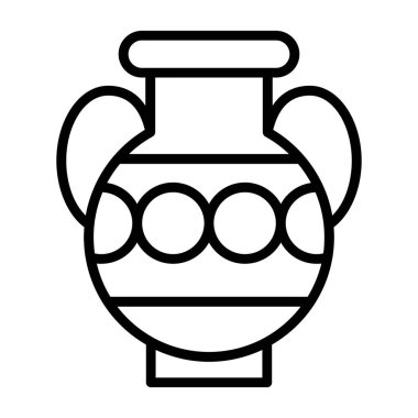 Antik Yunan vazosu ikonu, karikatür tarzı. Amforo vektör illüstrasyonu             