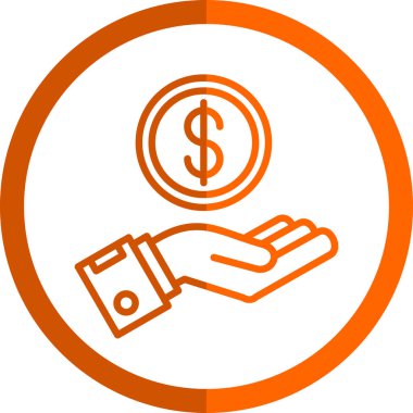 Para biriktir. Web simgesi basit bir illüstrasyon. El ve dolar para sembolü