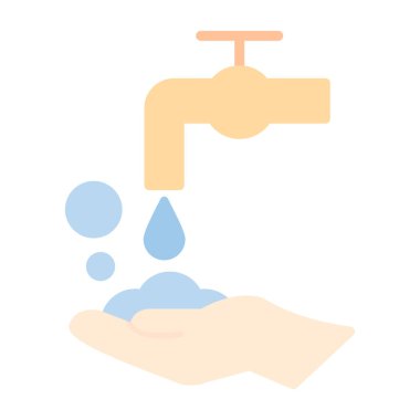 su musluğu ve el simgesi vektör çizimi