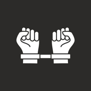 protesto ikonu. Kanun simgelerinden basit bir illüstrasyon. Tek renk yasası işareti. Web tasarımı, bilgi grafikleri ve mobil için şablonlar.