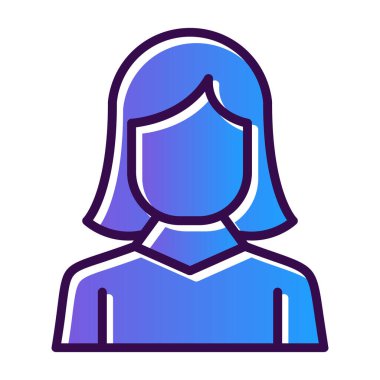 kız düz simgesi, vektör illüstrasyonu