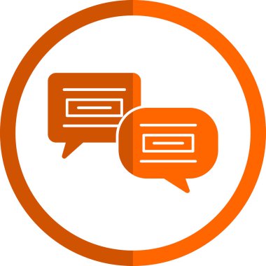 Konuşma baloncukları simgesi. Vektör biçimi düz simge, yuvarlak açılar, turuncu renk, beyaz arkaplan.