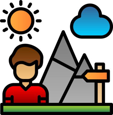 Şemsiye simgesi olan adam