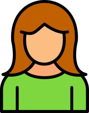 kız düz simgesi, vektör illüstrasyonu