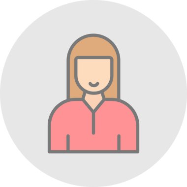 kız düz simgesi, vektör illüstrasyonu