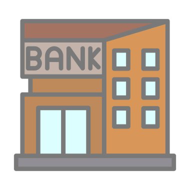 Banka binası ikonu. düz tasarım illüstrasyon. 