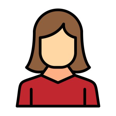 kız düz simgesi, vektör illüstrasyonu