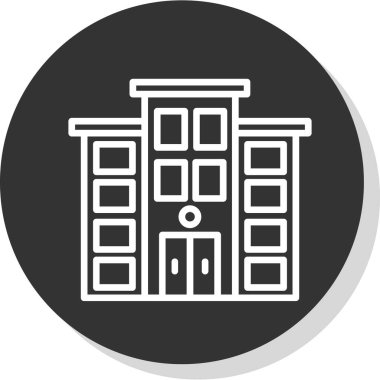 Belediye binası düz ikon vektör illüstrasyonu