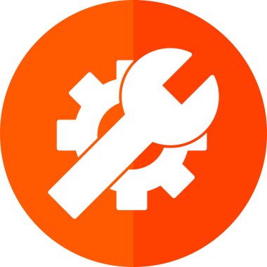 İngiliz anahtarı ve çarkıfeleği olan düz simge, vektör illüstrasyonu