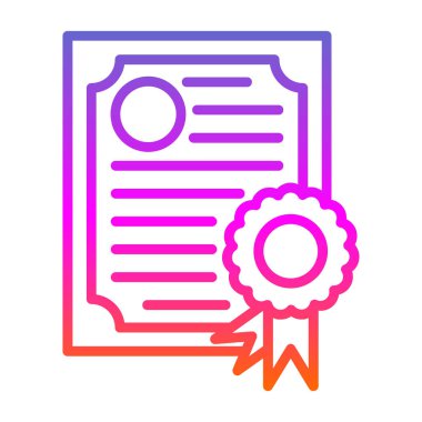 Ödül diploması renk ikonu vektörü. Diploma belgesi imzalayın. izole edilmiş sembol çizimi